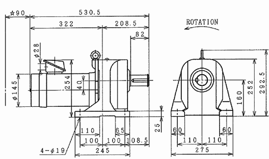 日立电机尺寸图 2.2kW 升降用