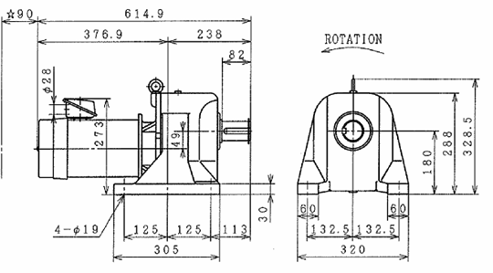 日立电机尺寸图 3.7kW 升降用