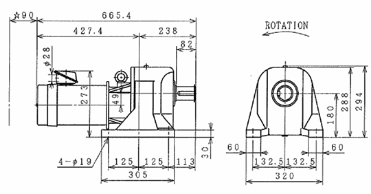 日立电机尺寸图 3.7kW 升降用