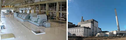 （左）华点电国际邹县发电厂四期项目锁采用的日立1,000MW超超临界燃煤火电发电设备 （右）沃尔塔斯科特Junior 4号机组
