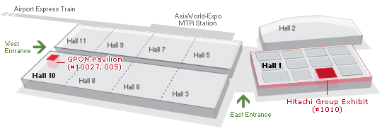 Location of Hitachi Booth in AsiaWorld-Expo