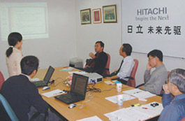 Researchers having a discussion