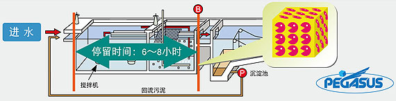 图片：活性污泥内回流法(包埋硝化菌载体硝化)