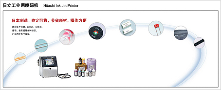 展板图：日立工业用喷码机